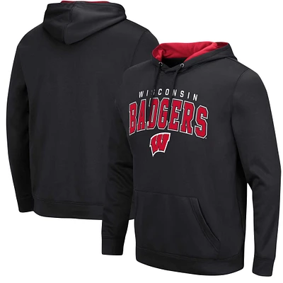 Men's Colosseum Black Wisconsin Badgers Resistance Pullover Hoodie