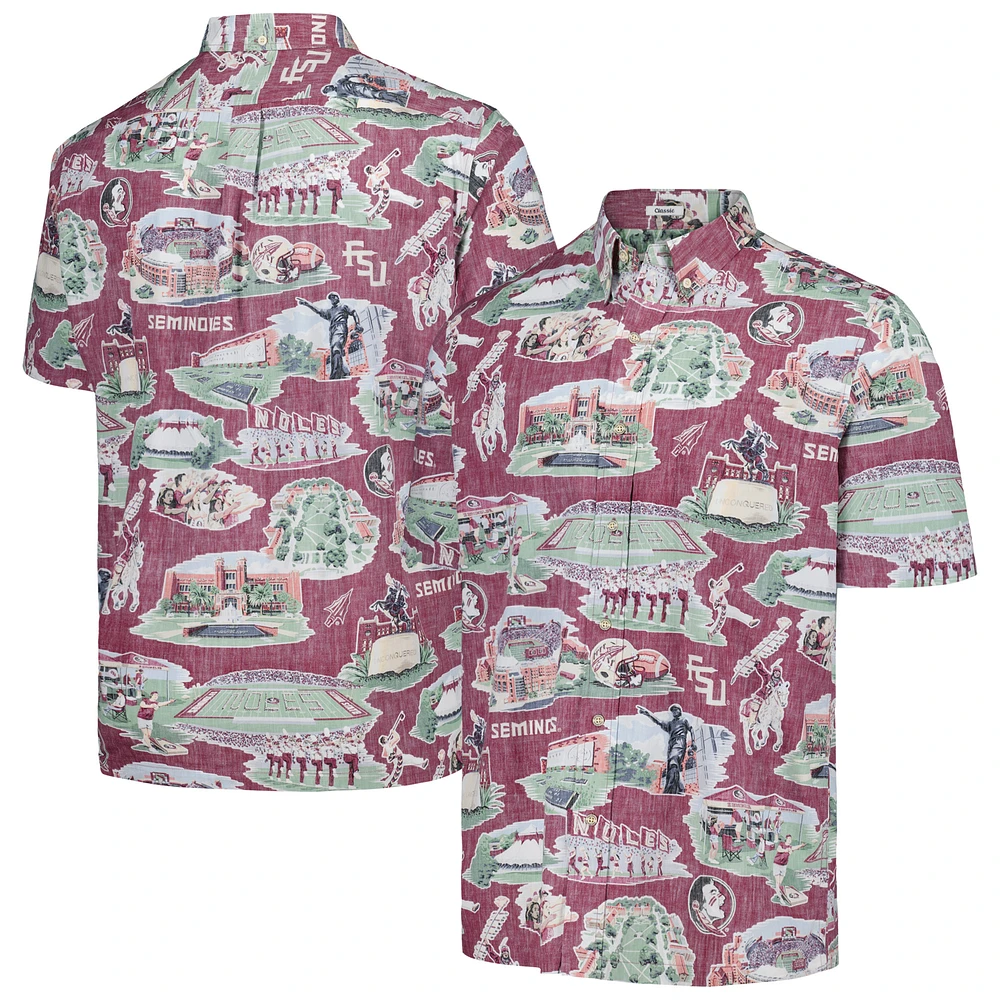Men's Reyn Spooner Garnet Florida State Seminoles Scenic Button-Down Shirt