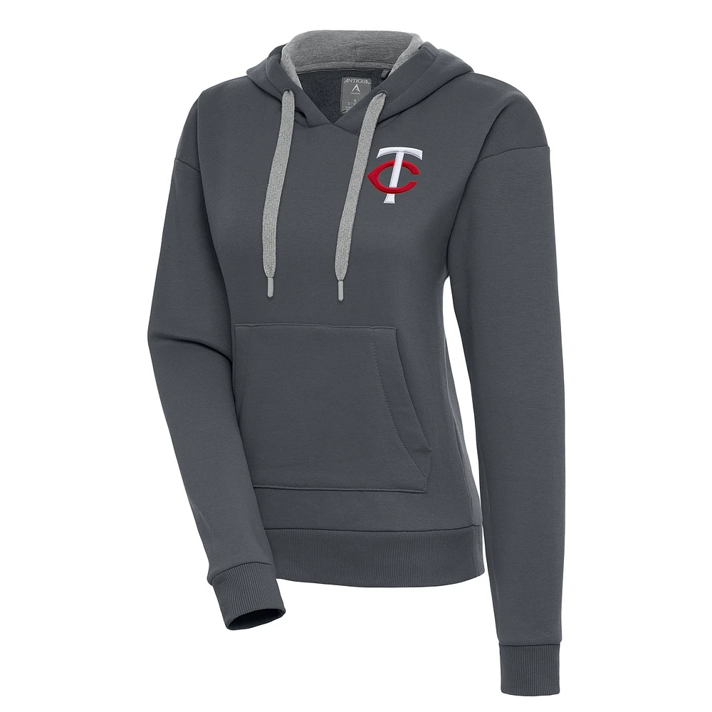 Women's Antigua Charcoal Minnesota Twins Victory Pullover Hoodie