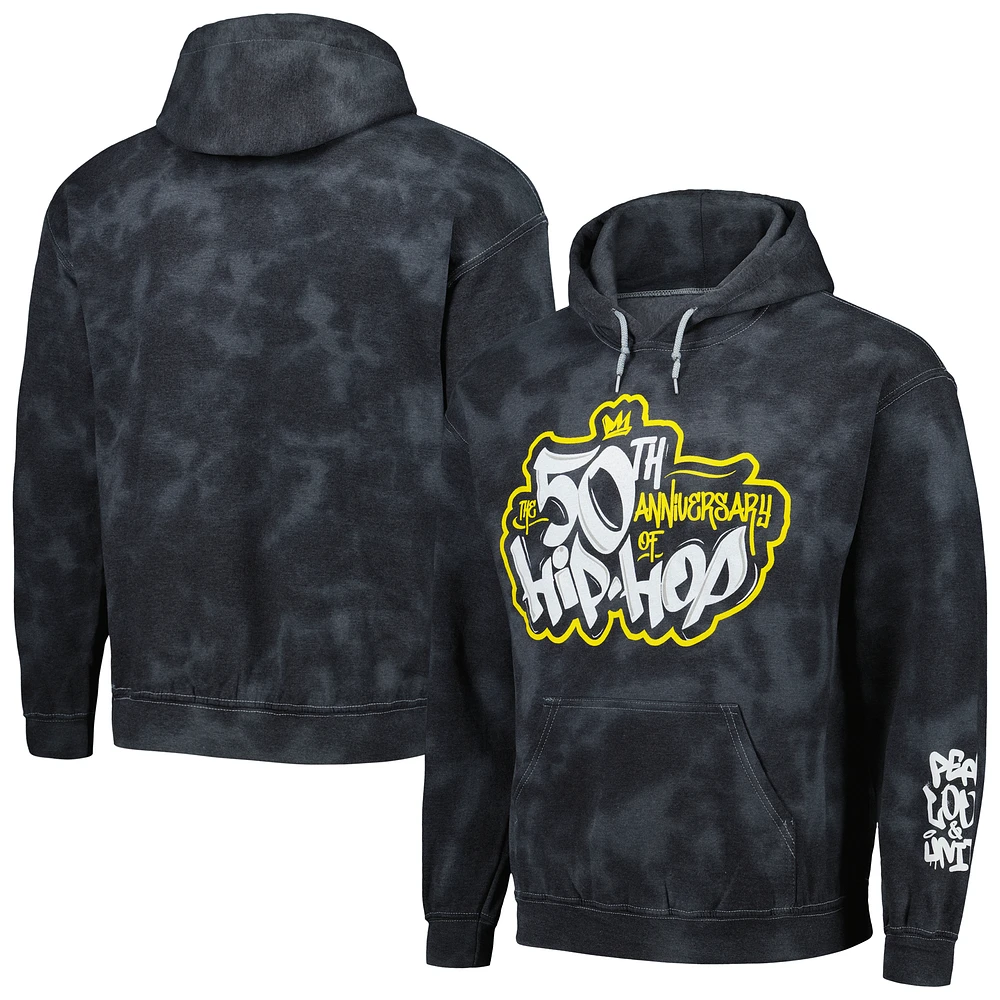 Men's Black 50th Anniversary of Hip Hop Washed Graphic Pullover Hoodie