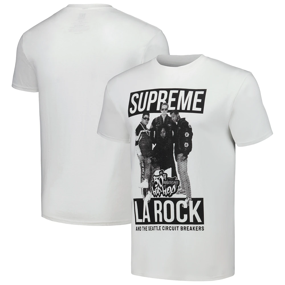 Men's White 50th Anniversary of Hip Hop Supreme La Rock Graphic T-Shirt
