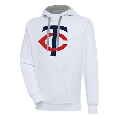 Men's Antigua White Minnesota Twins Victory Pullover Hoodie