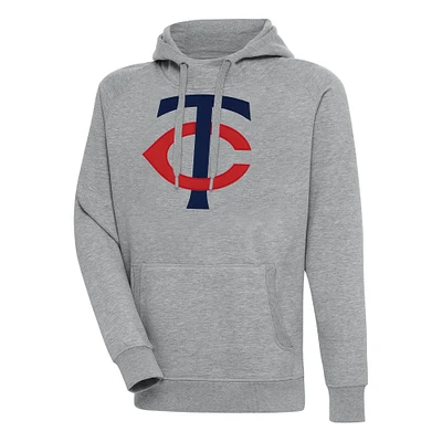 Men's Antigua Heather Gray Minnesota Twins Victory Pullover Hoodie
