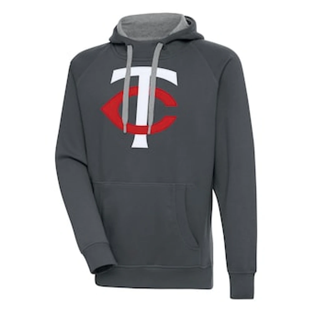 Men's Antigua Charcoal Minnesota Twins Victory Pullover Hoodie