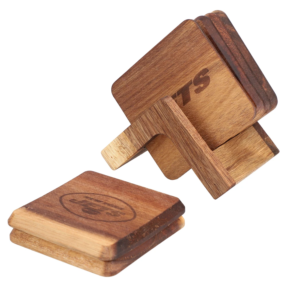 The Memory Company New York Jets 6-Pack Acacia Wood Coaster Set