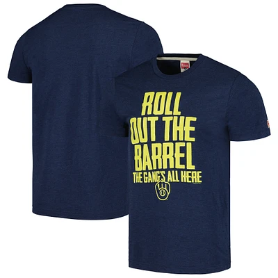 Men's Homage Navy Milwaukee Brewers Gangs All Here Hyper Local Tri-Blend T-Shirt