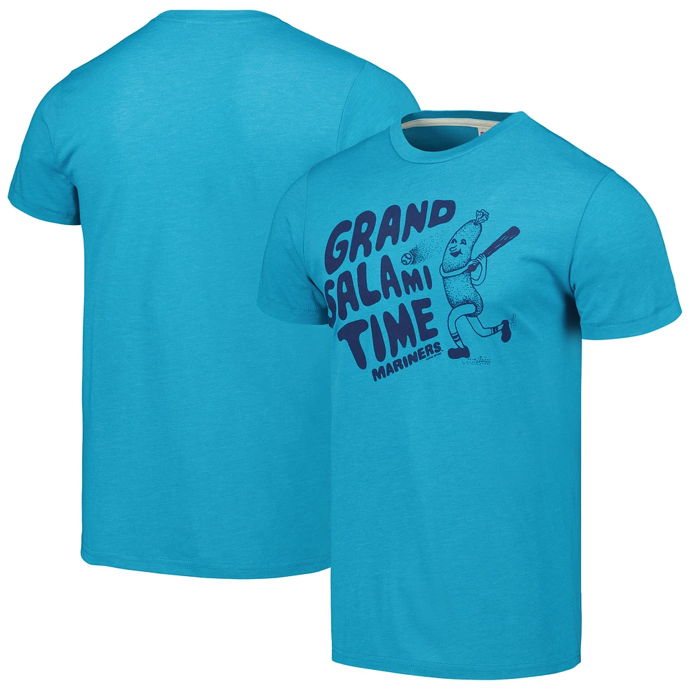 Men's Homage Teal Seattle Mariners Grand Salami Time Hyper Local Tri-Blend T-Shirt