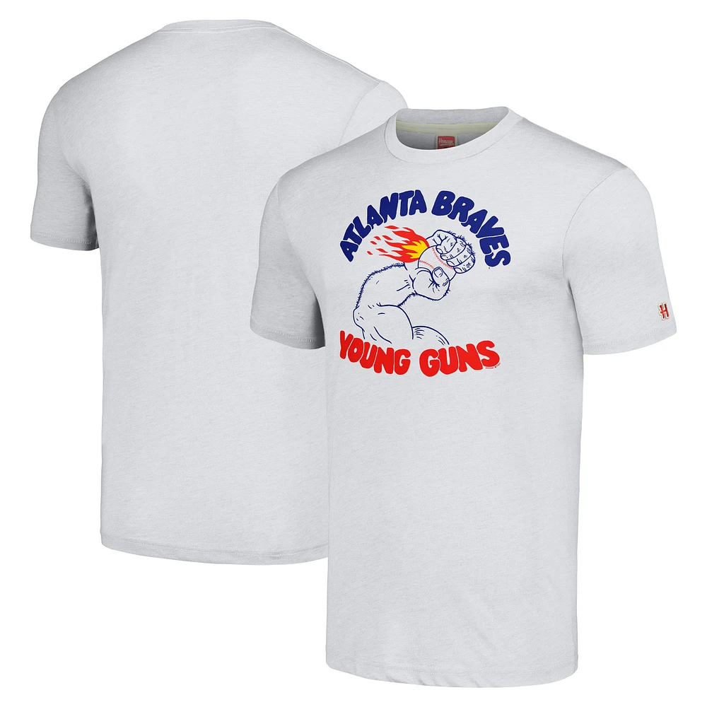 Men's Homage Gray Atlanta Braves Doodle Collection Young Guns Tri-Blend T-Shirt