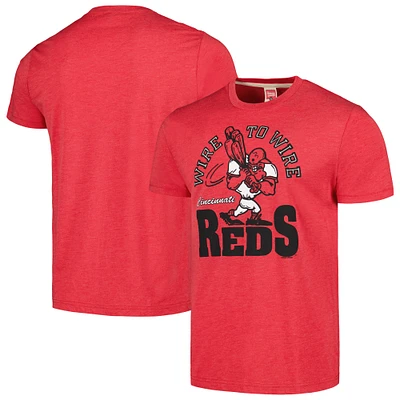 Men's Homage Red Cincinnati Reds Doodle Collection Wire to Tri-Blend T-Shirt