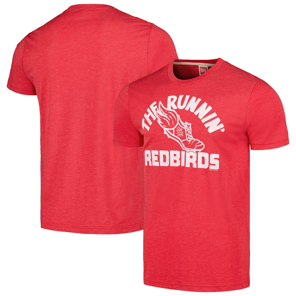 Men's Homage Red St. Louis Cardinals Doodle Collection The Runnin' Redbirds Tri-Blend T-Shirt