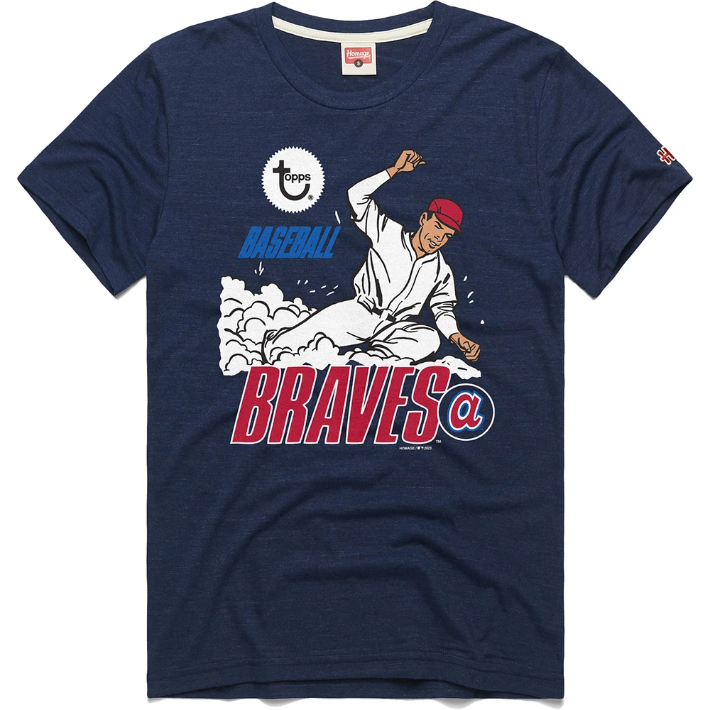 Men's Homage x Topps Navy Atlanta Braves Tri-Blend T-Shirt