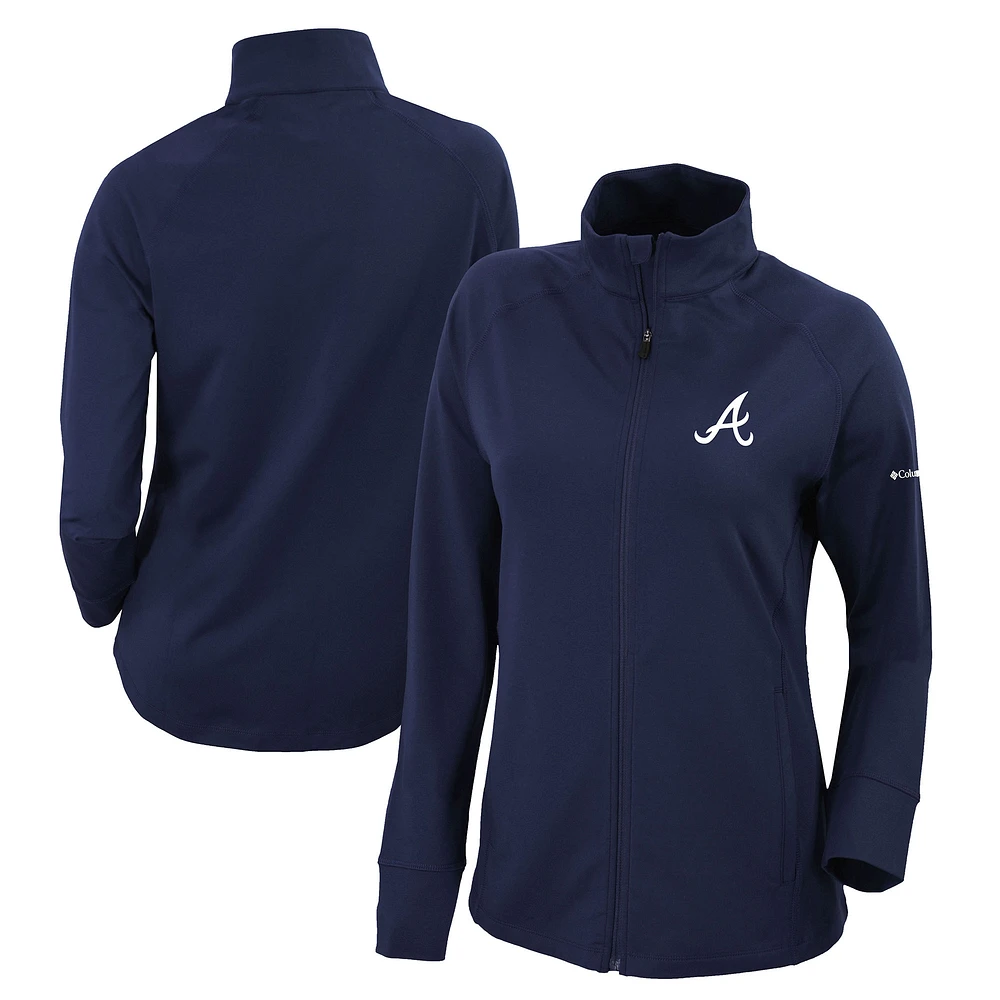 Women's Columbia Navy Atlanta Braves Omni-Wick Greenkeeper Full-Zip Jacket