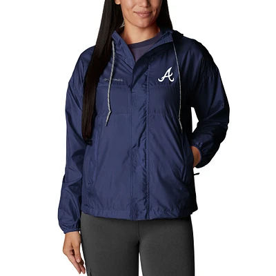 Women's Columbia Navy Atlanta Braves Flash Challenger Full-Zip Windbreaker Jacket