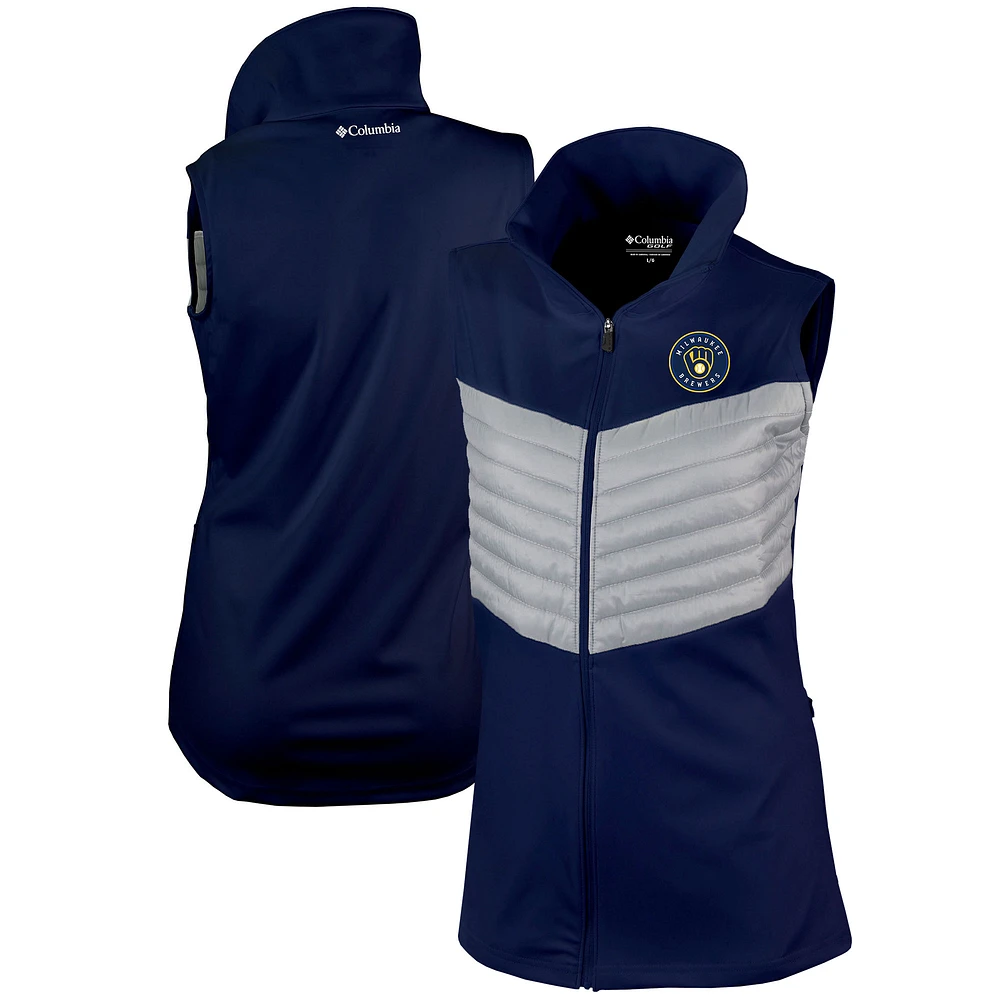 Women's Columbia Navy Milwaukee Brewers Omni-Wick In The Element Full-Zip Vest