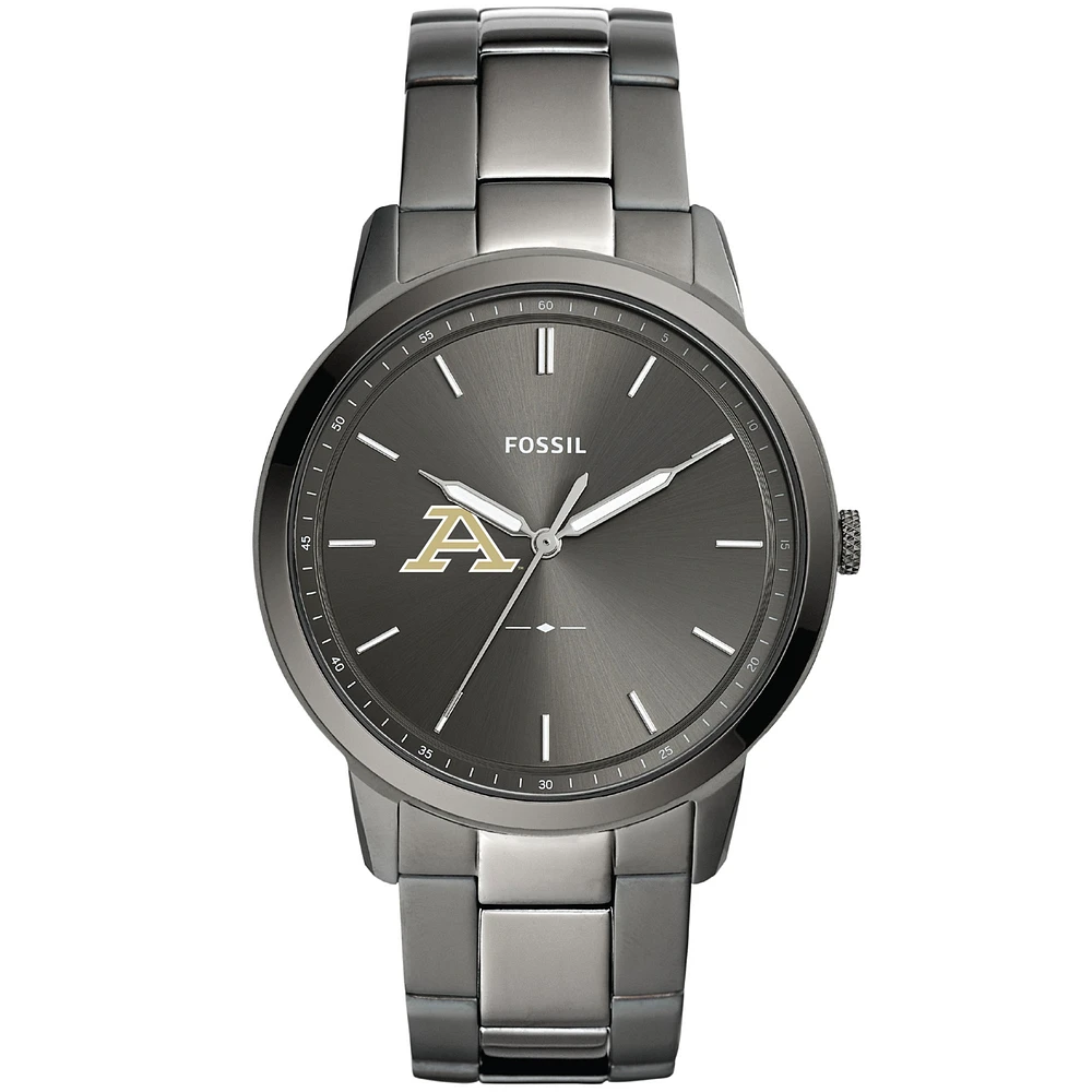 Men's Fossil Gray Akron Zips Minimalist Three-Hand Smoke Watch