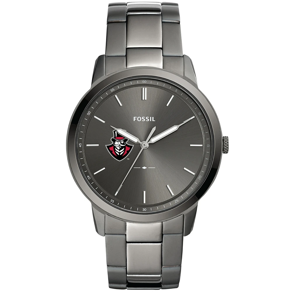 Men's Fossil Gray Austin Peay State Governors Minimalist Three-Hand Smoke Watch