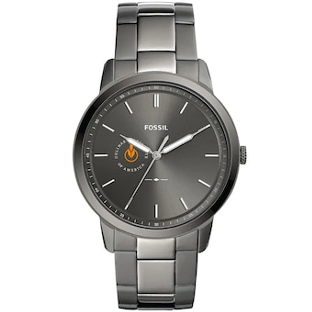 Men's Fossil Gray Culinary Institute of America Steels Minimalist Three-Hand Smoke Watch