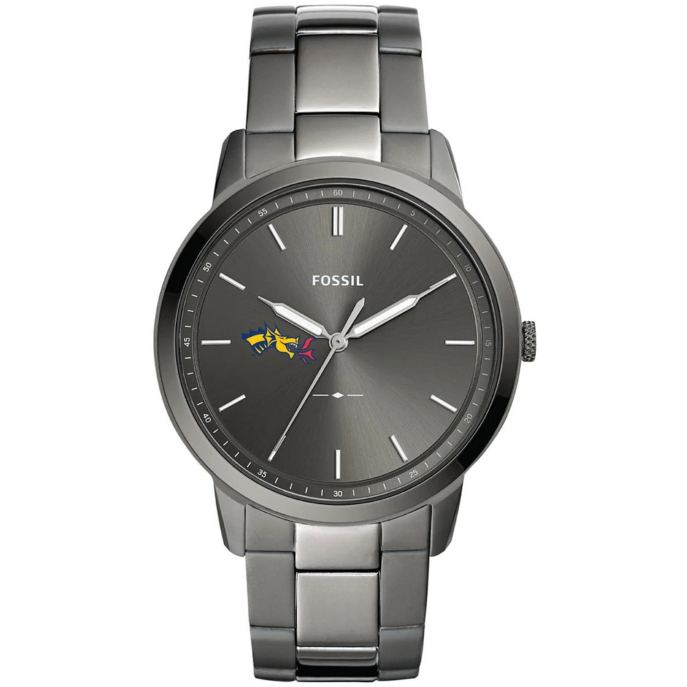 Men's Fossil Gray Drexel Dragons Minimalist Three-Hand Smoke Watch