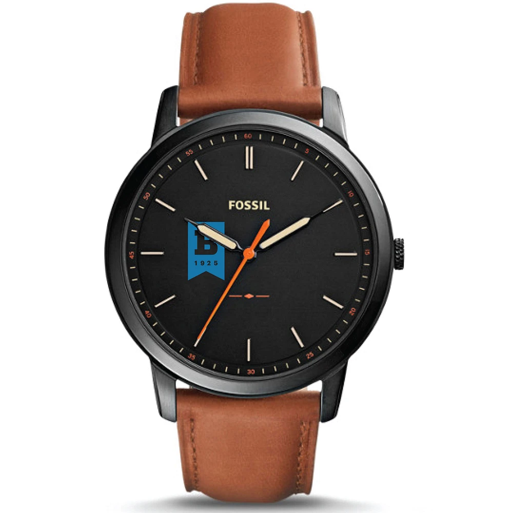 Men's Fossil Black University of Baltimore Minimalist Slim Light Brown Leather Watch