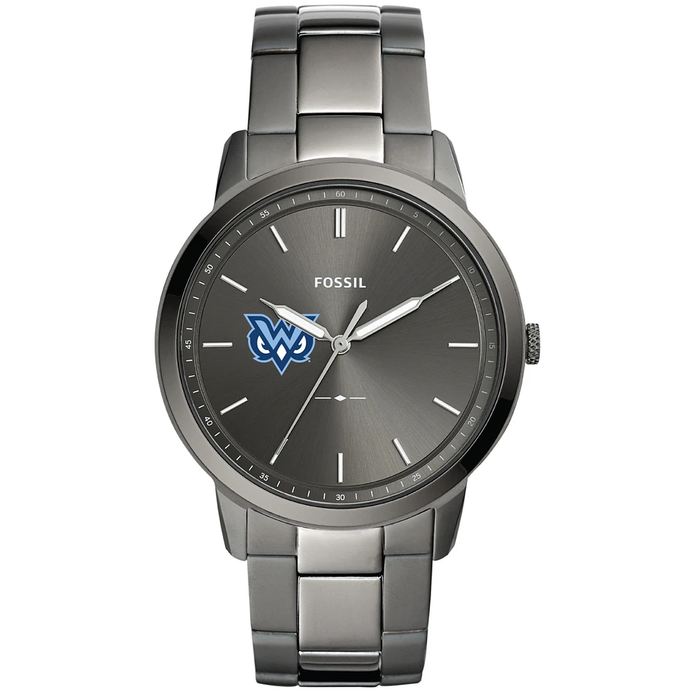 Men's Fossil Gray Mississippi University for Women Owls Minimalist Three-Hand Smoke Watch