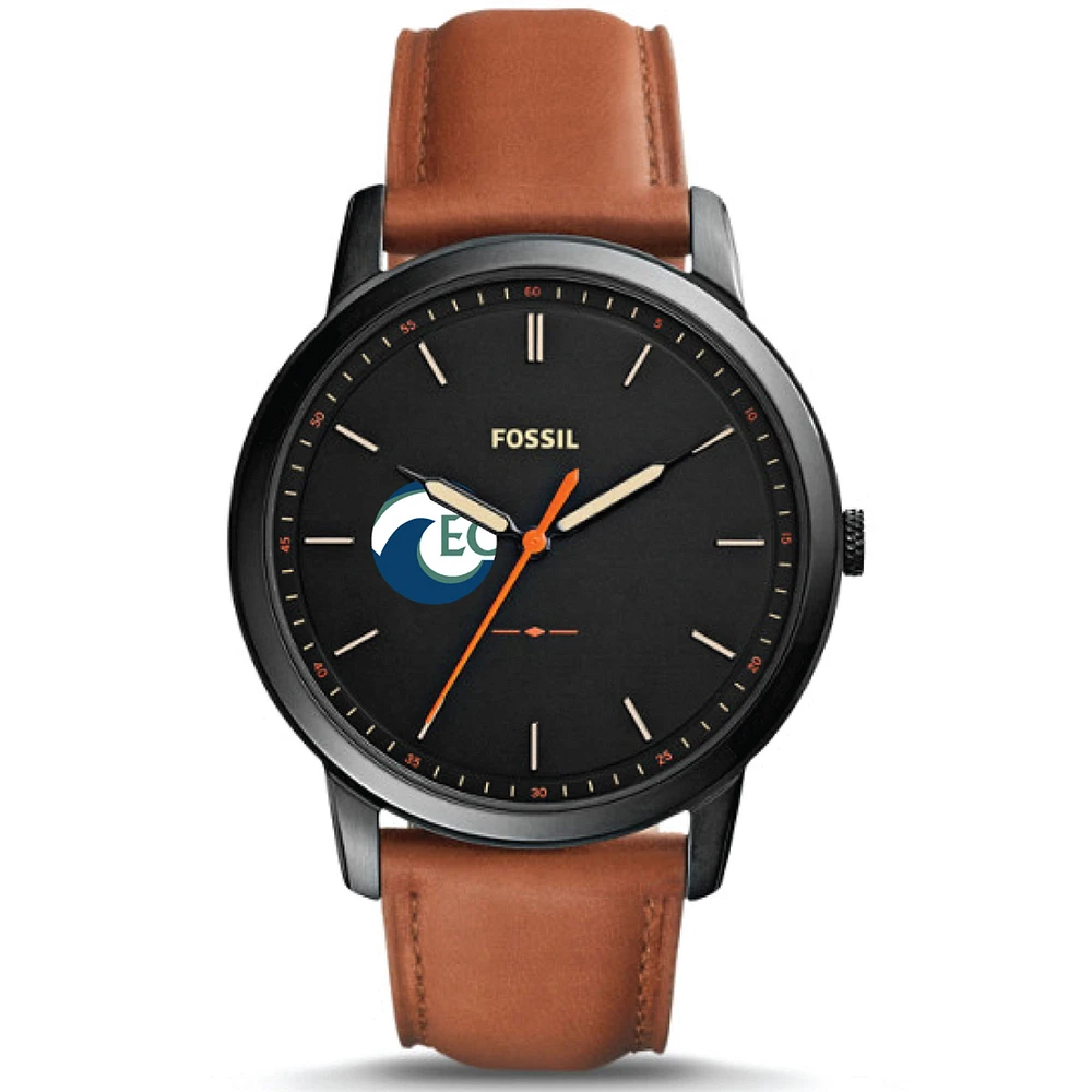 Men's Fossil Black Eckerd Tritons Minimalist Slim Light Brown Leather Watch