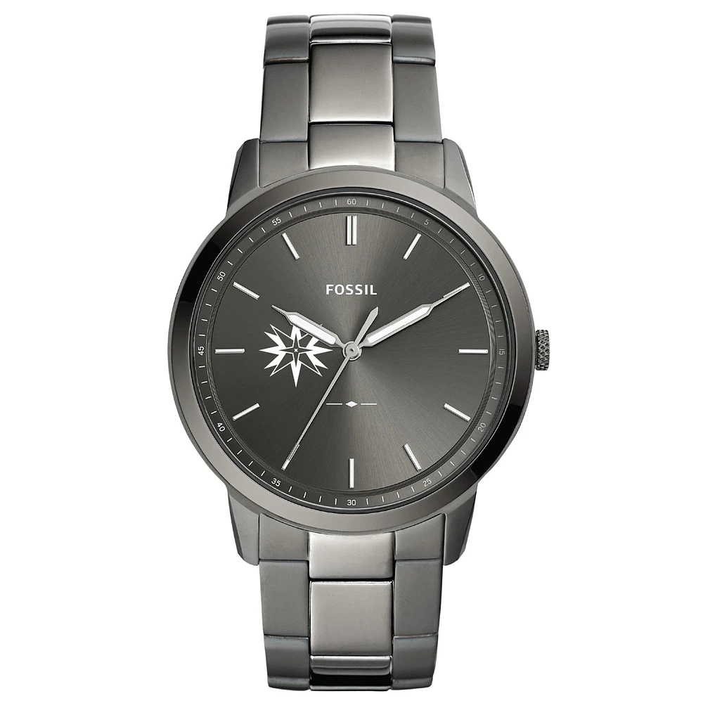 Men's Fossil Gray Moravian Greyhounds Minimalist Three-Hand Smoke Watch