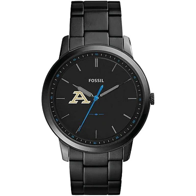 Men's Fossil Black Akron Zips Minimalist Slim Stainless Steel Watch