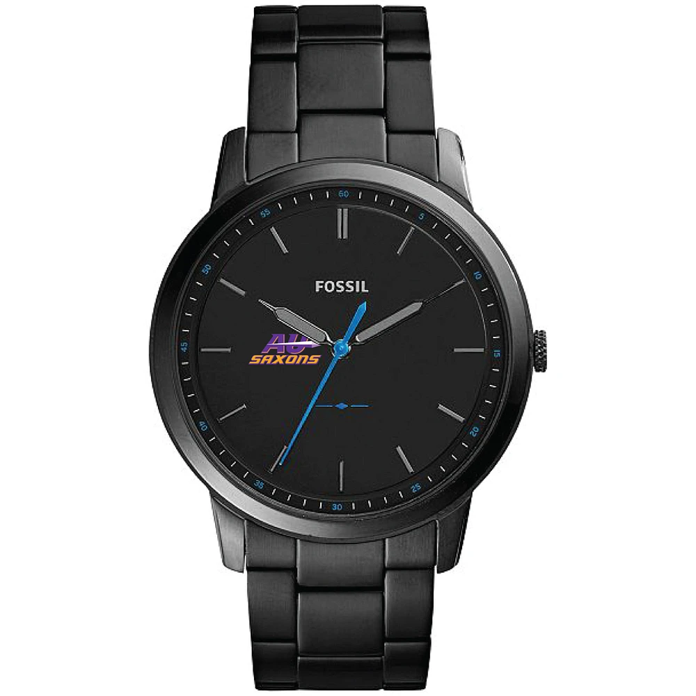 Men's Fossil Black Alfred University Saxons Minimalist Slim Stainless Steel Watch