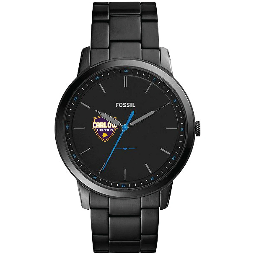 Men's Fossil Black Carlow University Celtics Minimalist Slim Stainless Steel Watch