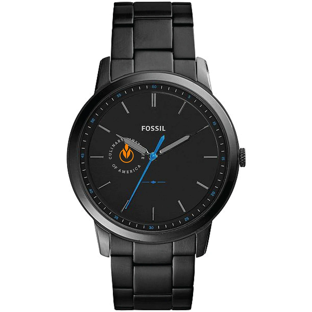 Men's Fossil Black Culinary Institute of America Steels Minimalist Slim Stainless Steel Watch