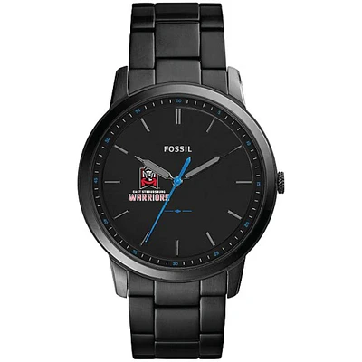Men's Fossil Black East Stroudsburg Warriors Minimalist Slim Stainless Steel Watch