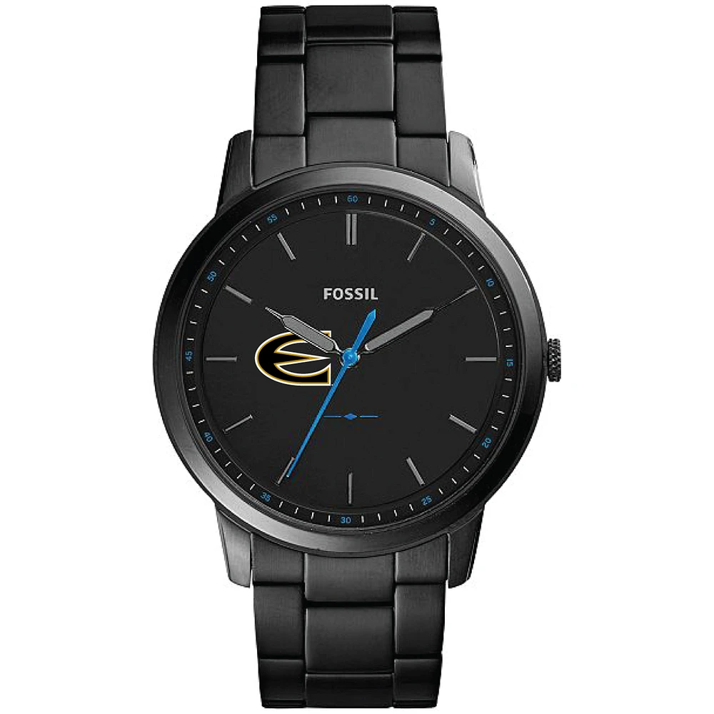 Men's Fossil Black Emporia State Hornets Minimalist Slim Stainless Steel Watch