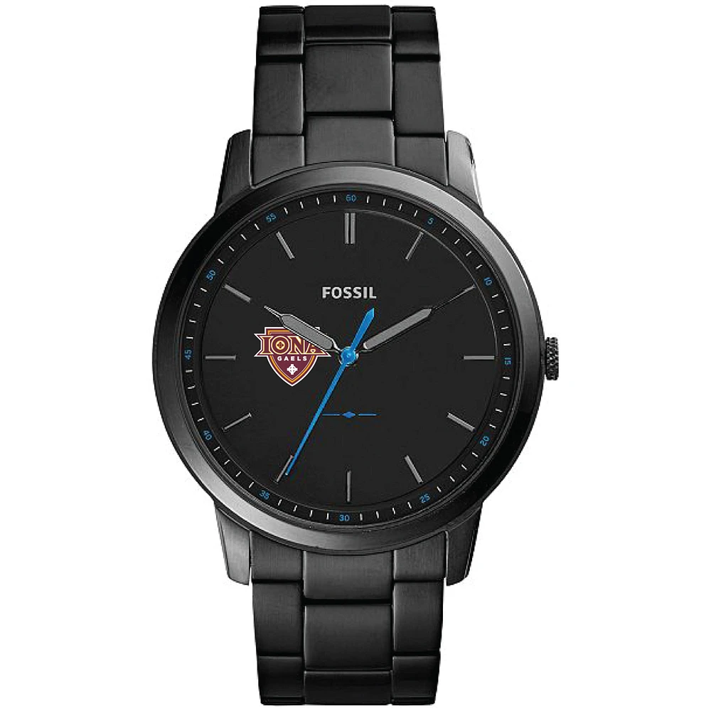 Men's Fossil Black Iona University Gaels Minimalist Slim Stainless Steel Watch