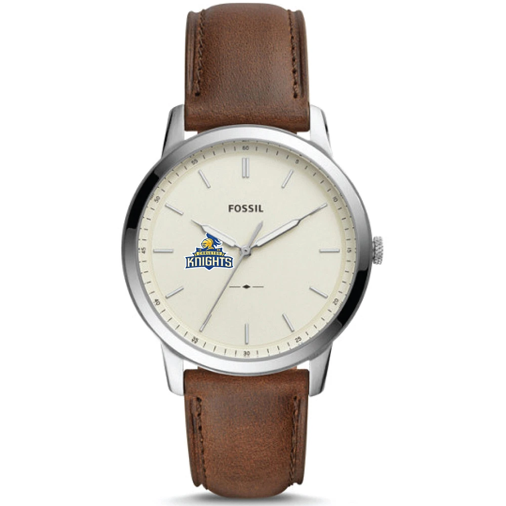 Men's Fossil Silver Carleton Knights The Minimalist Brown Leather Watch