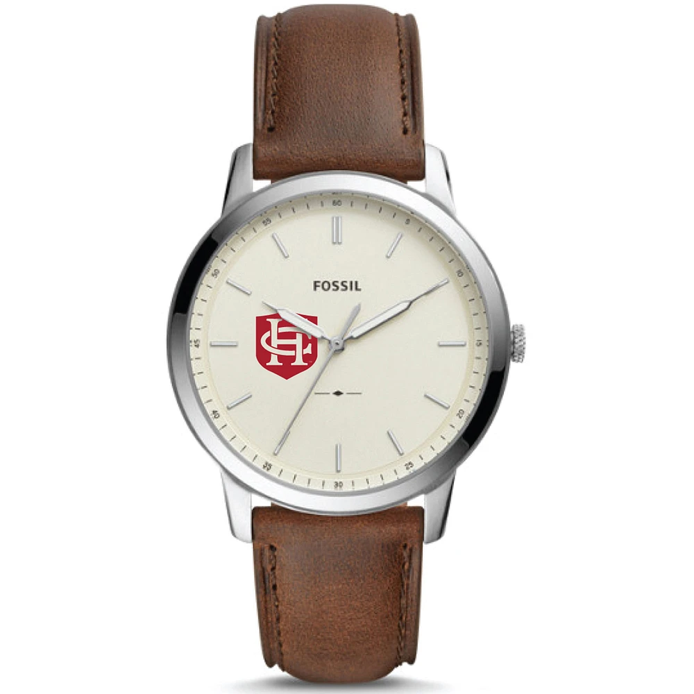Men's Fossil Silver Hanover Panthers The Minimalist Brown Leather Watch