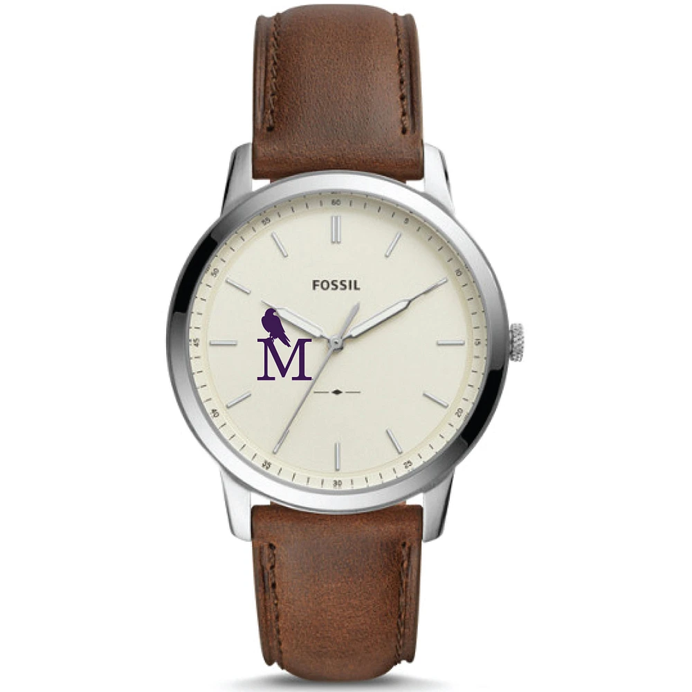 Men's Fossil Silver Montevallo Falcons The Minimalist Brown Leather Watch