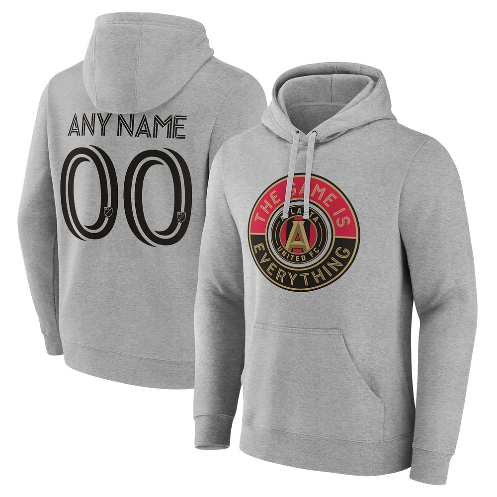 Men's Gray Atlanta United FC The Game Is Everything Personalized Any Name & Number Pullover Hoodie