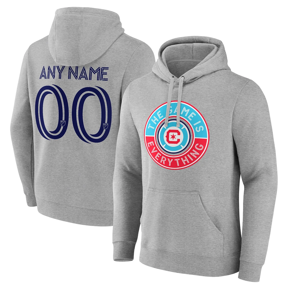 Men's Gray Chicago Fire The Game Is Everything Personalized Any Name & Number Pullover Hoodie