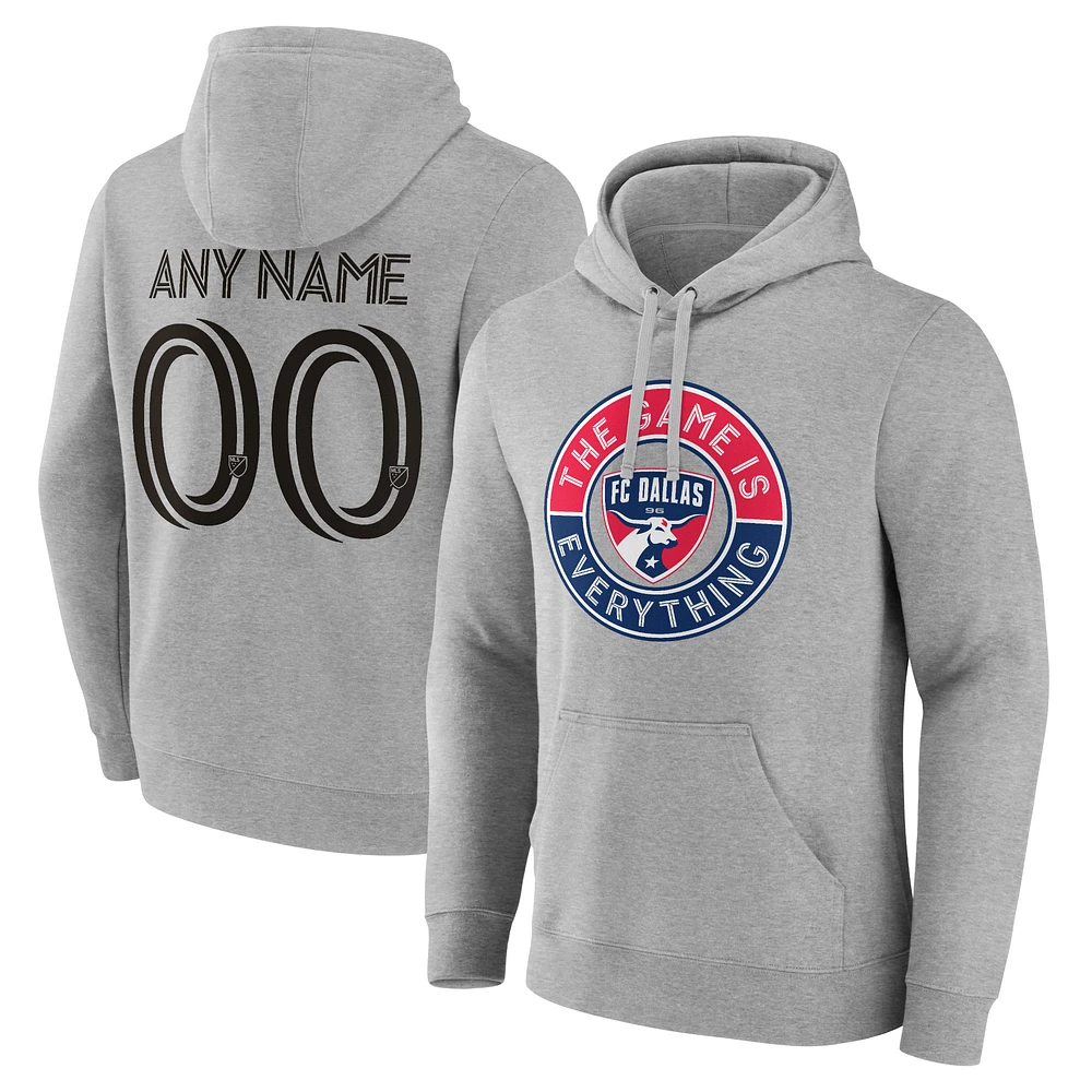 Men's Gray FC Dallas The Game Is Everything Personalized Any Name & Number Pullover Hoodie