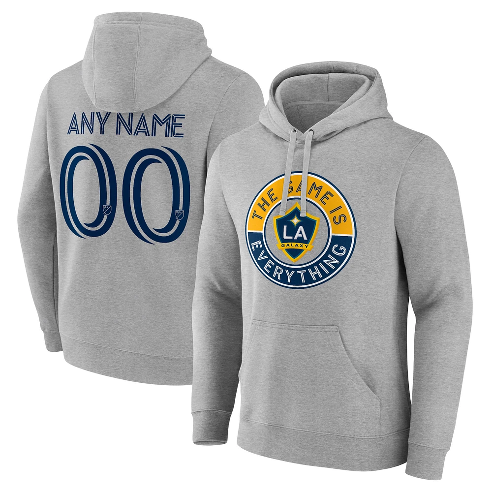 Men's Gray LA Galaxy The Game Is Everything Personalized Any Name & Number Pullover Hoodie