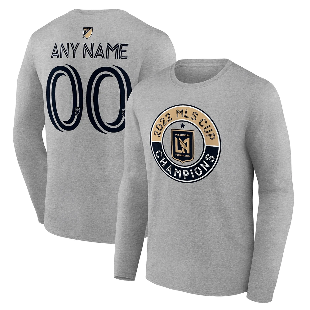 Men's Heather Gray LAFC The Game Is Everything Personalized Any Name & Number Long Sleeve T-Shirt