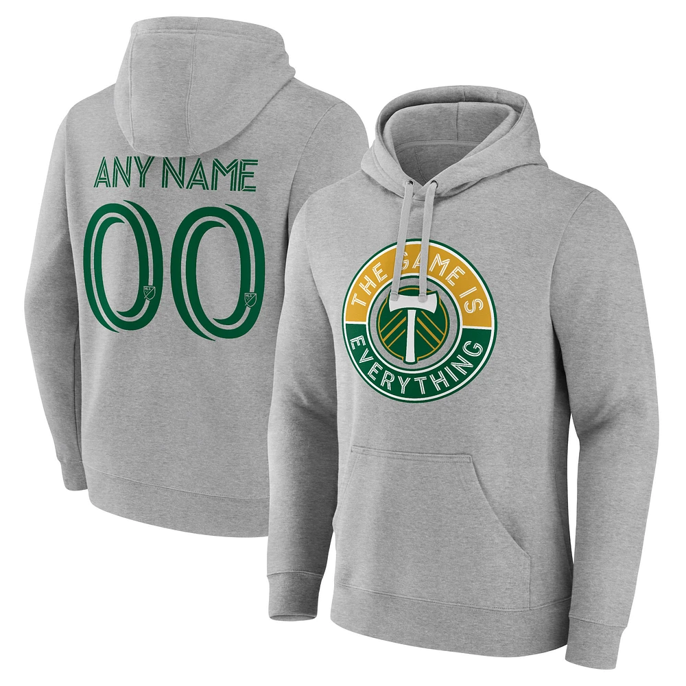 Men's Gray Portland Timbers The Game Is Everything Personalized Any Name & Number Pullover Hoodie