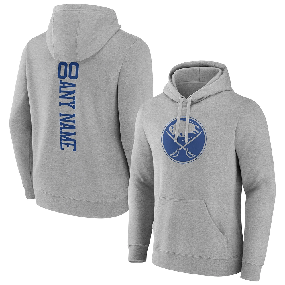 Men's Heather Gray Buffalo Sabres Personalized Name & Number Pullover Hoodie