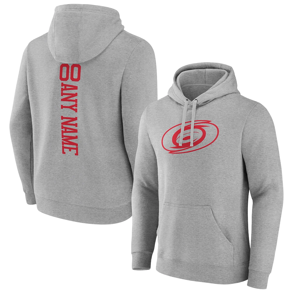 Men's Heather Gray Carolina Hurricanes Personalized Name & Number Pullover Hoodie