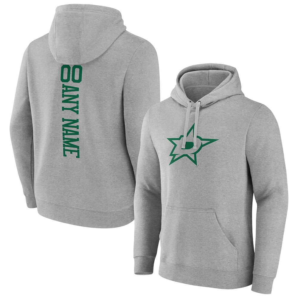 Men's Heather Gray Dallas Stars Personalized Name & Number Pullover Hoodie