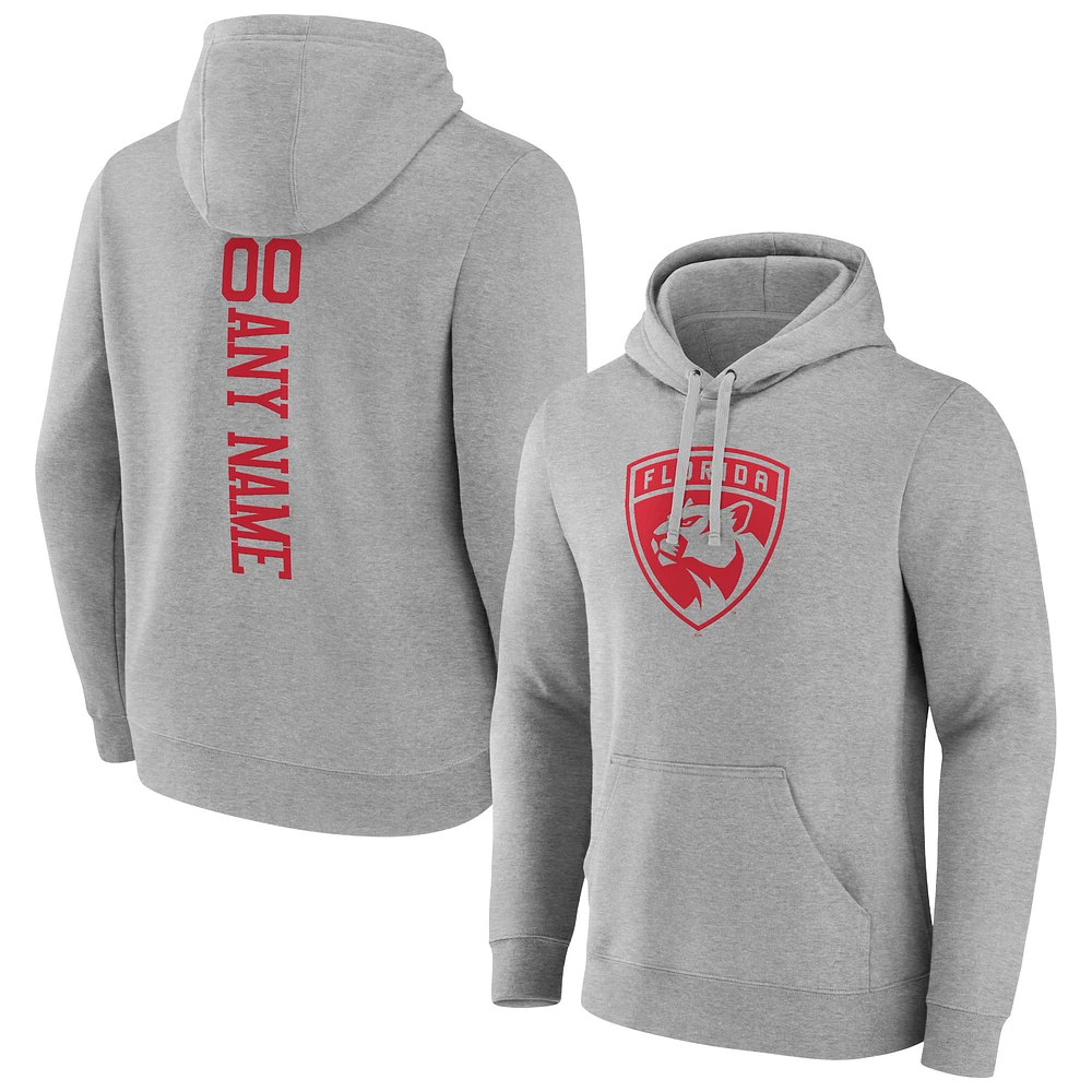 Men's Heather Gray Florida Panthers Personalized Name & Number Pullover Hoodie