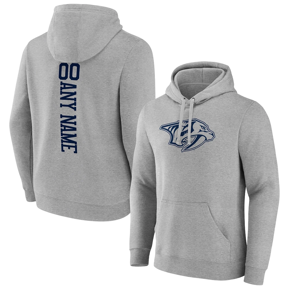Men's Heather Gray Nashville Predators Personalized Name & Number Pullover Hoodie