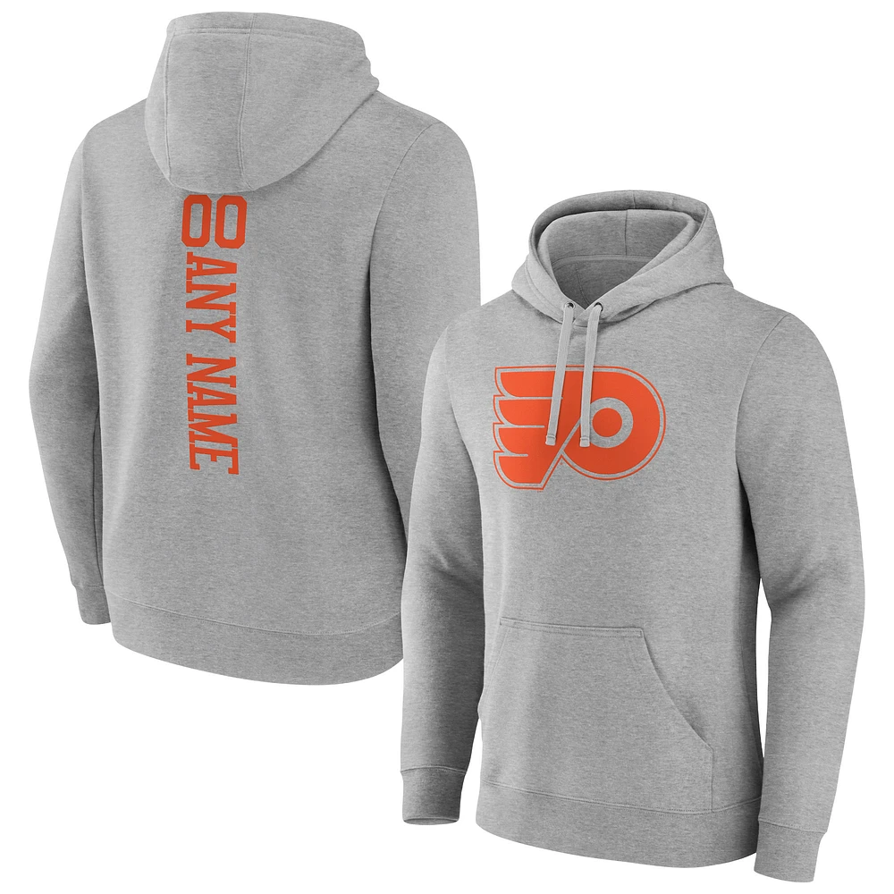 Men's Heather Gray Philadelphia Flyers Personalized Name & Number Pullover Hoodie