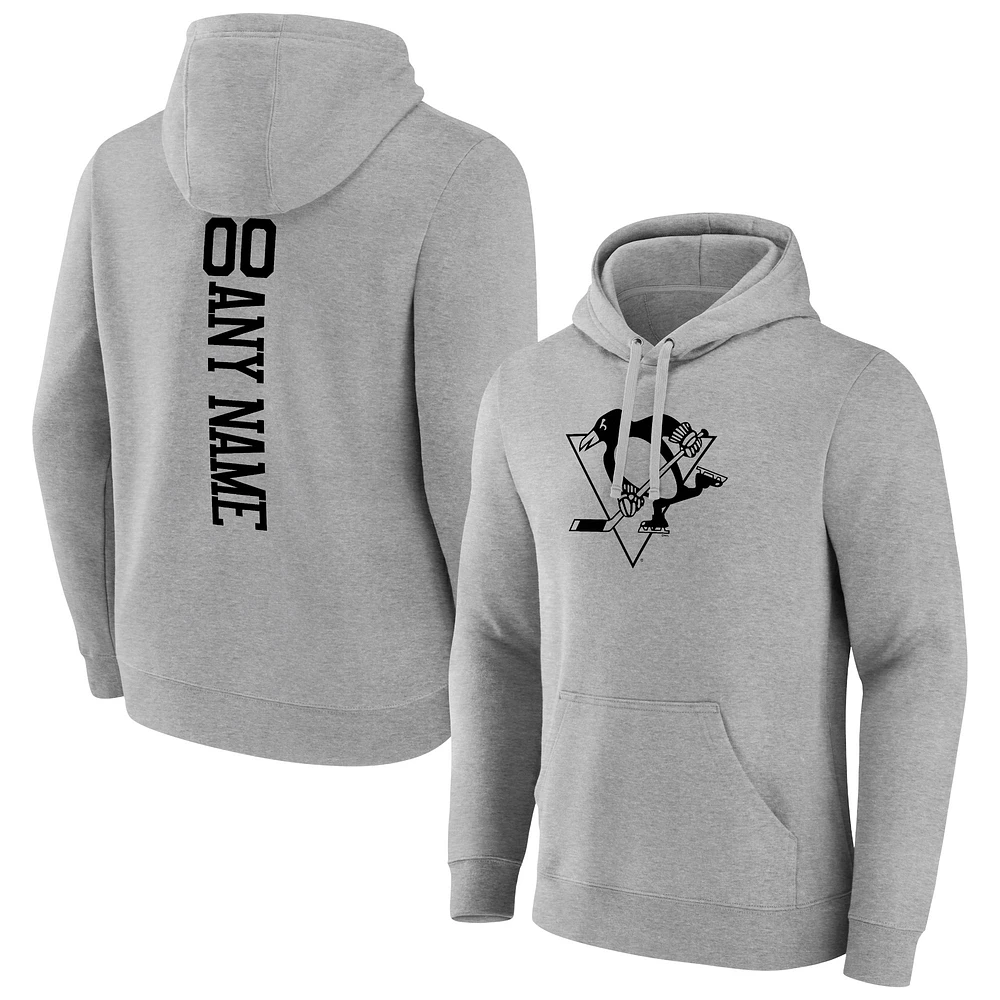 Men's Heather Gray Pittsburgh Penguins Personalized Name & Number Pullover Hoodie