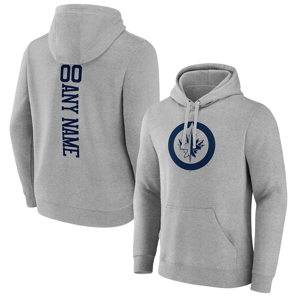Men's Heather Gray Winnipeg Jets Personalized Name & Number Pullover Hoodie